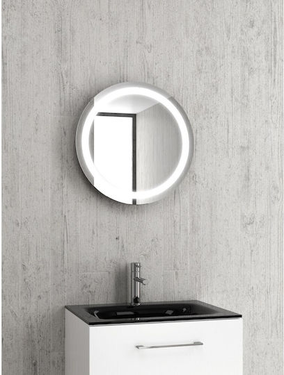 Karag Round Bathroom Mirror Led made of Stainless Steel 53x53cm