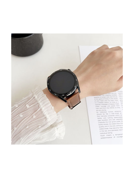 Λουράκι Leather Huawei Watch Gt 6 5 4 41mm Xiaomi Watch S4 41mm Garmin Venu 3s 18mm Dark Brown
