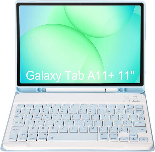 Bluetooth Klappdeckel mit Tastatur Hellblau (Samsung Galaxy Tab A11 Plus)