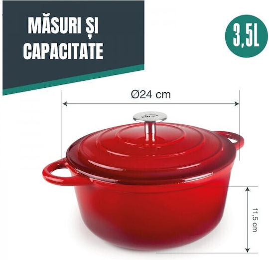 Lacor Tiefkochtopf aus Gusseisen 3,5l / 24cm