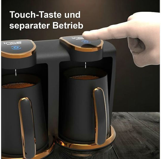 Inca Turbo Wonder Serie Touch-Control Duo Elektrische griechische Kaffeekanne 400W mit Gewicht 2lt Schwarz