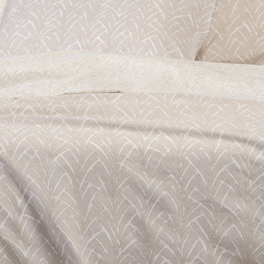 Melinen Koralle Bettbezug-Set aus Baumwolle 165x245 cm Einzelbett mit Kissenbezug Light Grey