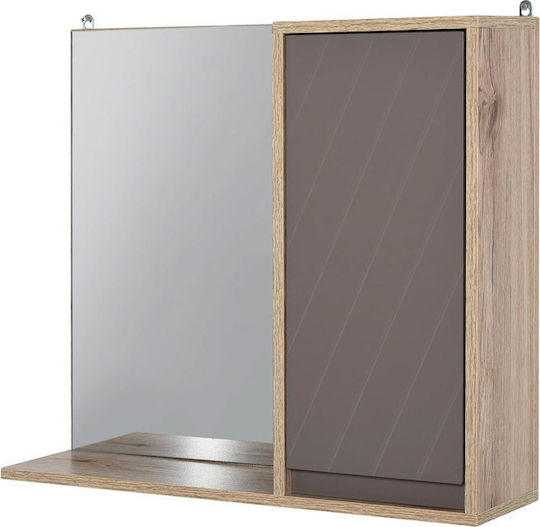 HomCom 834 244 Rectangular Bathroom Mirror made of MDF with Shelf & Cabinet 57x49.2cm Brown