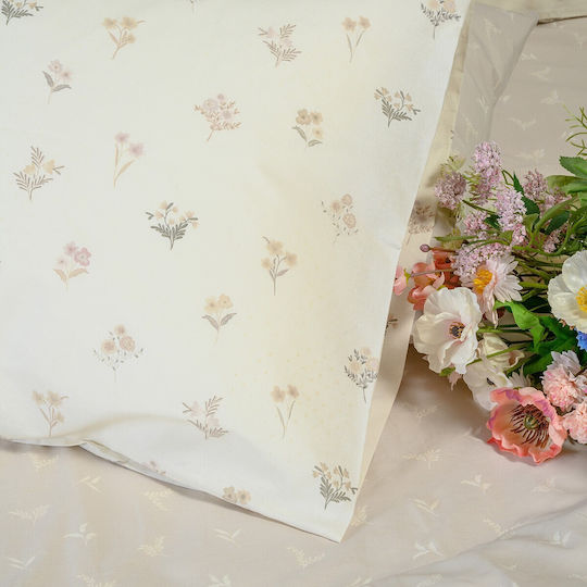 Melinen Spring Bettwäsche-Set aus Baumwolle 165x245 cm Einzelbett mit Kissenbezug Beige