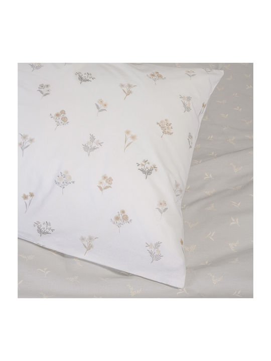Melinen Σετ Παπλωματοθήκη Βαμβακερή 165x245cm Μονή με Μαξιλαροθήκη Spring Light Grey