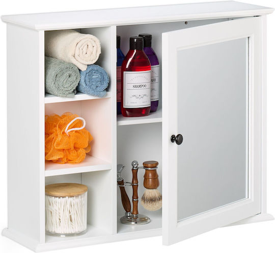 Relaxdays 10050580 Badezimmerspiegel mit Schrank 48x60cm Weiß