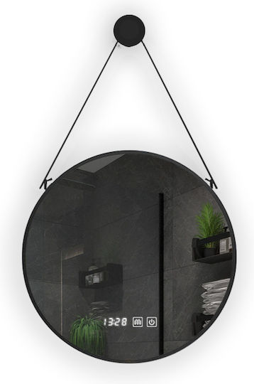 H2O Rund LED Berührung Badezimmerspiegel 70x70cm Schwarze
