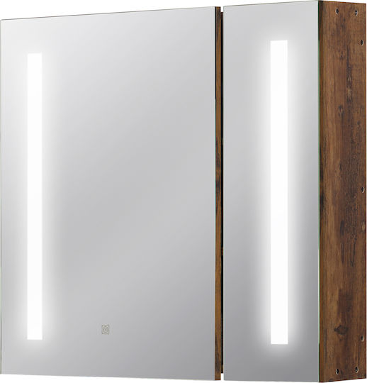 Kleankin 834-442 Καθρέπτης Led από Μοριοσανίδα με Ράφι 70x15cm Καφέ