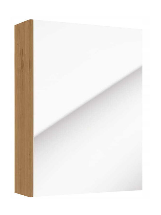 Deftrans Badezimmerspiegel aus Spanplatte mit Schrank 60x50cm Beiges