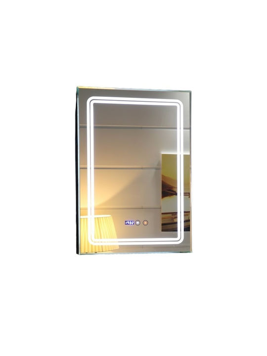 Inter Ceramic Icl 1791 Mirror Bathroom Led Lighting Touch Screen Clock Temperature Indicator Anti-fog System