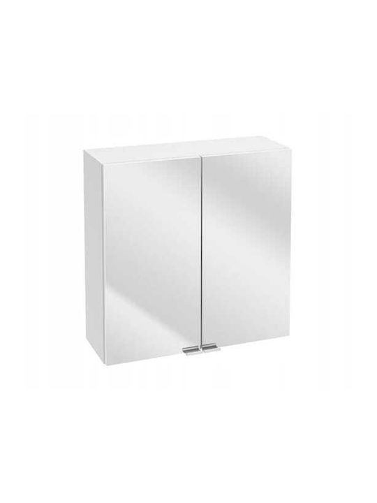 Deftrans Oglindă de Baie din Metal cu Dulap 60x60cm Alb