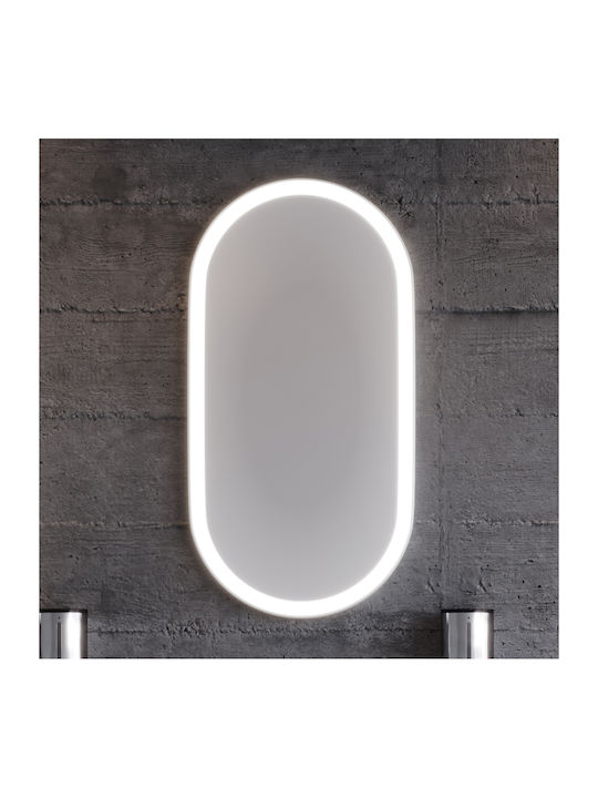 Martin Oval Bathroom Mirror Led made of MDF 42x80cm Green