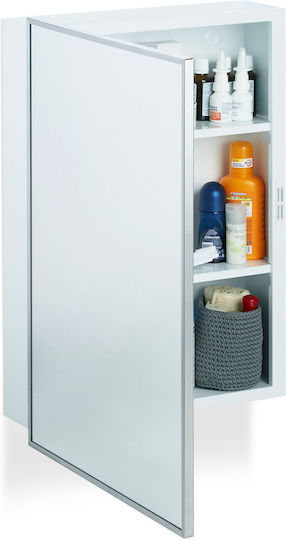 Relaxdays 10024533 Badezimmerspiegel mit Schrank 56x40.5cm Weiß