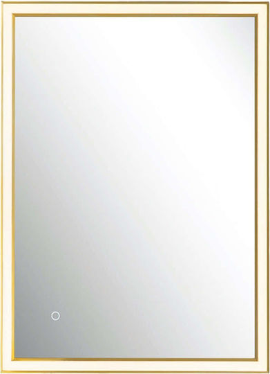 Zambelis Lights 25393 Rechteckiger LED Berührung Badezimmerspiegel aus Metall 80x60cm Gelb