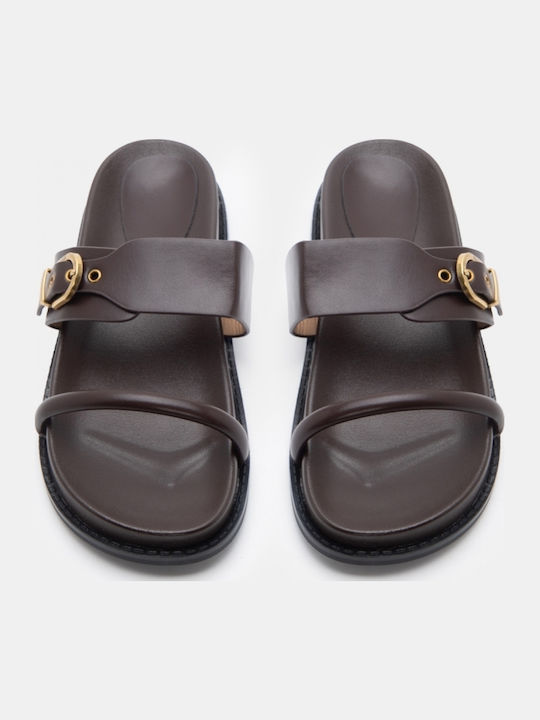 Damen Flatforms Braune Sandalen