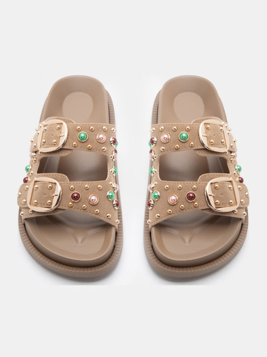 Flache Sandalen Für Damen Flatforms Beiges