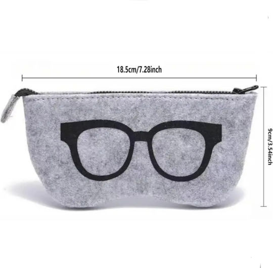 Cazul De Ochelari De Vedere Gri Din Fetru Cu Fermuar Roșu Și Model Cu Ochelari