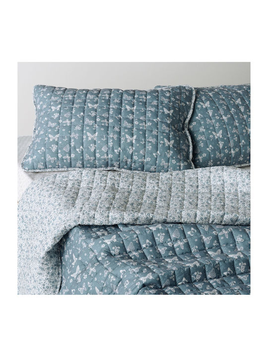 Kentia Evanthia Σετ Κουβερλί Μονό Microfiber Grey- White 160x220cm 2τμχ