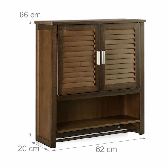 Relaxdays Badezimmerschrank 62x20x66cm Braune