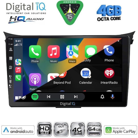 Digital IQ Ηχοσύστημα Αυτοκινήτου για Hyundai i30 2007-2012 με A/C (Bluetooth/USB/WiFi/GPS/Apple-Carplay/Android-Auto) με Οθόνη Αφής 9"