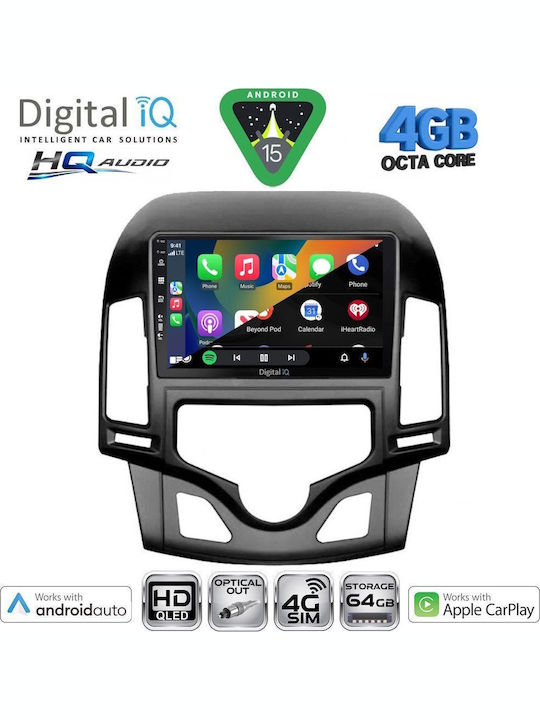 Digital IQ Car Audio System for Hyundai i30 2007-2012 with Clima (Bluetooth/USB/WiFi/GPS/Apple CarPlay/Android Auto) with 9" Touch Screen
