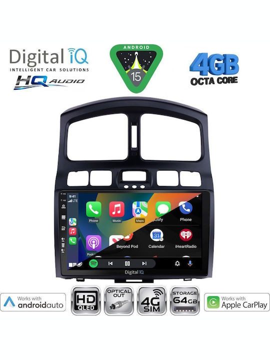 Digital IQ Car Audio System for Hyundai Santa Fe 2003-2006 Bluetooth USB WiFi GPS Apple CarPlay Android Auto with 9" Touch Screen