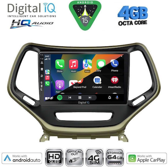 Digital IQ Ηχοσύστημα Αυτοκινήτου για Jeep Cherokee 2014 (Bluetooth/USB/WiFi/GPS/Apple-Carplay/Android-Auto) με Οθόνη Αφής 10"