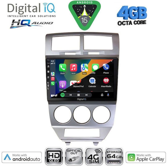 Digital IQ Auto-Audiosystem Dodge Caliber 2006-2012 Bluetooth USB Eingebautes Wi-Fi GPS Apple CarPlay Android Auto mit Touchscreen 10 Zoll