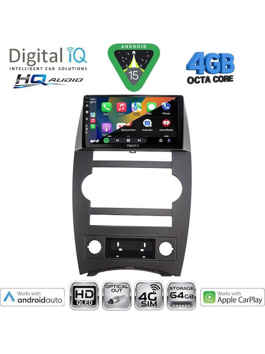 Digital IQ Auto-Audiosystem für Jeep Commander 2007-2009 Bluetooth USB Eingebautes Wi-Fi GPS Apple CarPlay Android Auto mit 9 Zoll Touchscreen