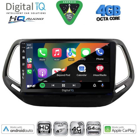 Digital IQ Ηχοσύστημα Αυτοκινήτου για Jeep Compass 2016-2021 (Bluetooth/USB/WiFi/GPS/Apple-Carplay/Android-Auto) με Οθόνη Αφής 10"