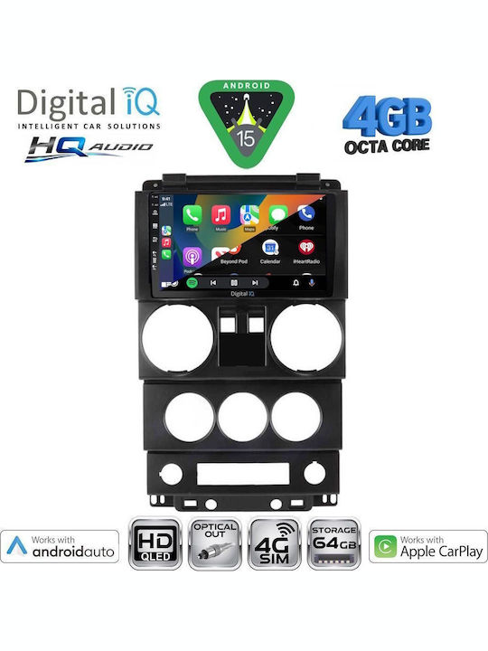 Digital IQ Car Audio System for Jeep Wrangler 2006-2011 Bluetooth USB WiFi GPS Apple CarPlay Android Auto with 9" Touch Screen