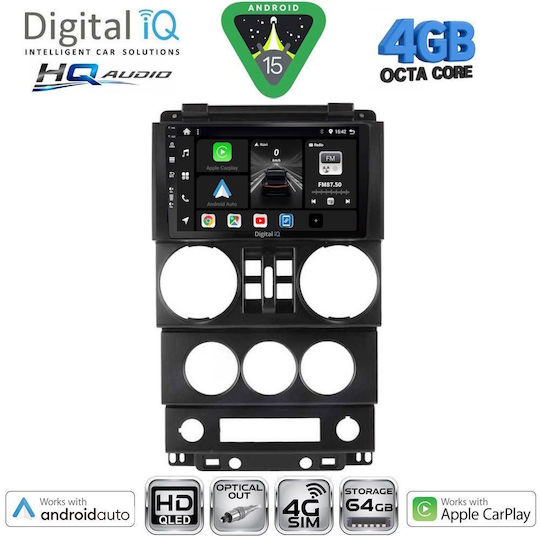 Digital IQ Car Audio System for Jeep Renegade 2014 with Touch Screen 9" Digital IQ BXK 19290 CPAA Bluetooth USB Wi-Fi GPS Apple CarPlay Android Auto