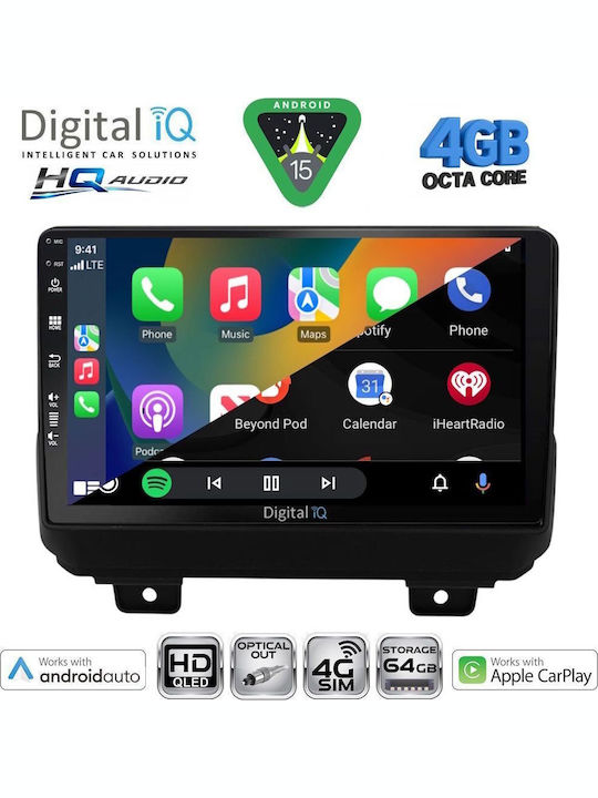 Digital IQ Car Audio System for Jeep Wrangler 2018 with Touch Screen 9" Digital IQ BXK 19298 CPAA Bluetooth USB Wi-Fi GPS Apple CarPlay Android Auto
