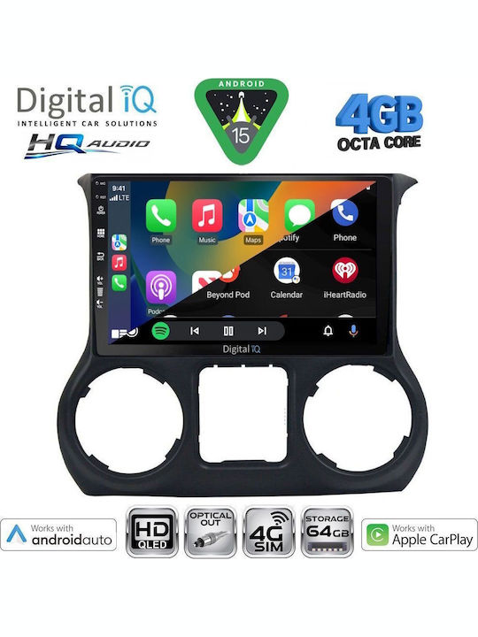 Digital IQ Car Audio System for Jeep Wrangler 2014-2017 (Bluetooth/USB/WiFi/GPS/Apple CarPlay/Android Auto) with 10" Touch Screen