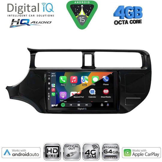 Digital IQ Car Audio System for Kia Rio 2012-2015 Bluetooth USB WiFi GPS Apple CarPlay Android Auto with 9" Touch Screen