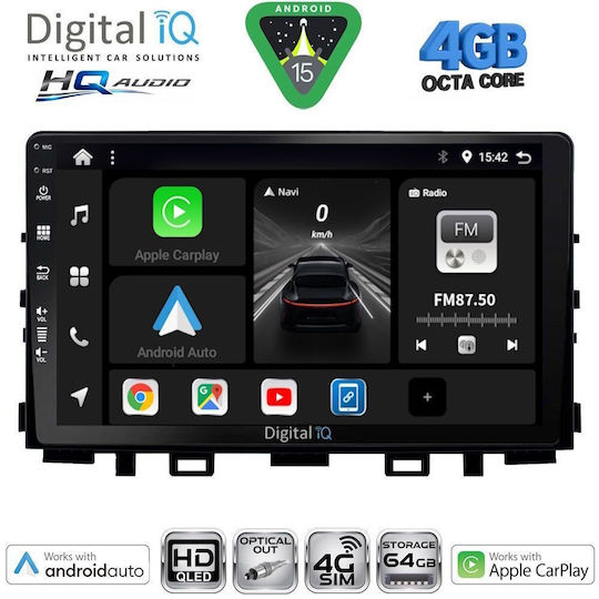 Digital IQ Car Audio System for Kia Rio 2005-2011 Bluetooth USB WiFi GPS Apple CarPlay Android Auto with 9" Touch Screen