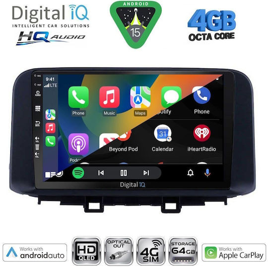 Digital IQ Ηχοσύστημα Αυτοκινήτου για Hyundai Kona 2017-2023 (Bluetooth/USB/WiFi/GPS/Apple-Carplay/Android-Auto) με Οθόνη Αφής 10"