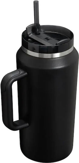 Stanley Flowstate Handled Tumbler Thermos 1.9lt Black 2.0 with Straw and Handle