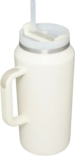 Stanley Flowstate Handled Tumbler Θερμός 1.9lt Cream με Καλαμάκι και Λαβή