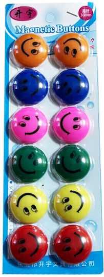 Set 12 Whiteboard Magnets Smiley Face 30 Mm Assorted Colors