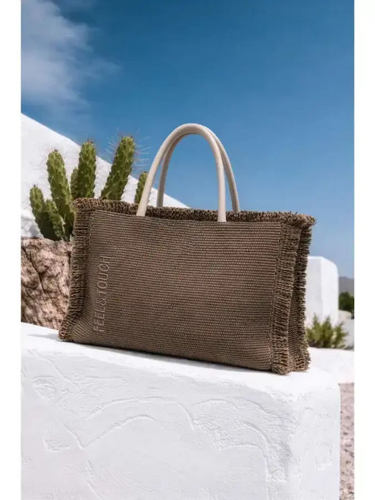 Feel & Touch Stoff Strandtasche Braun