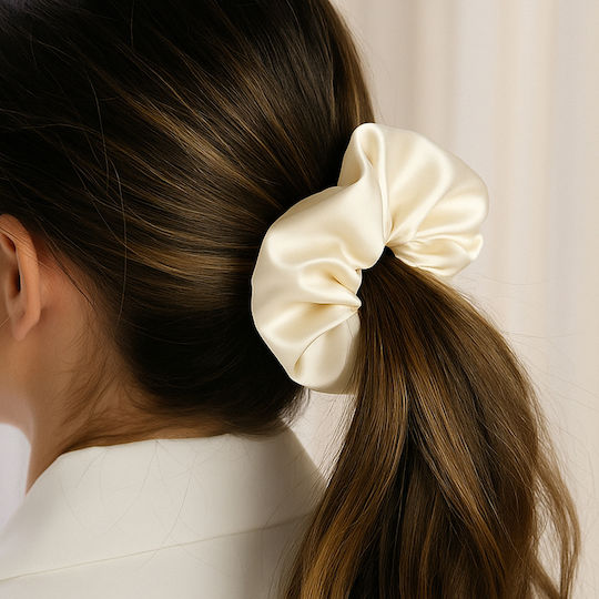 Scrunchie Clasic Pentru Păr Din Mătase Uni Ivoire Minimalist