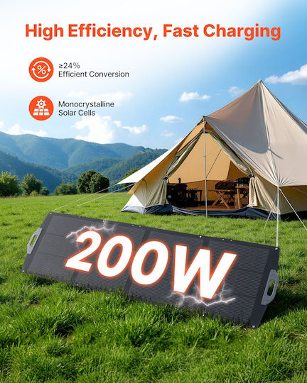 Vevor Panou Solar Pliabil Încărcător 200W Pentru Dispozitive Portabile (BXZDTYNB1200XB0D2001Y3)