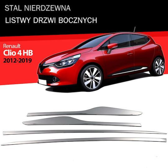 Door Side Moldings Stainless Steel Chrome Renault Clio 4 Hb 2012