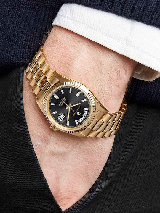 Pagani Design Ceas Bărbătesc 36mm cu Baterie cu Brățară Metalică Aurie