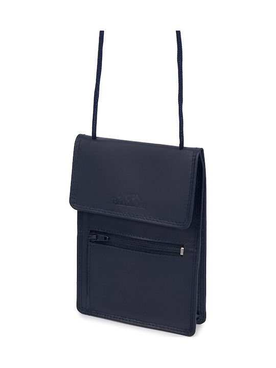 Leather Men's Travel Wallet Blue