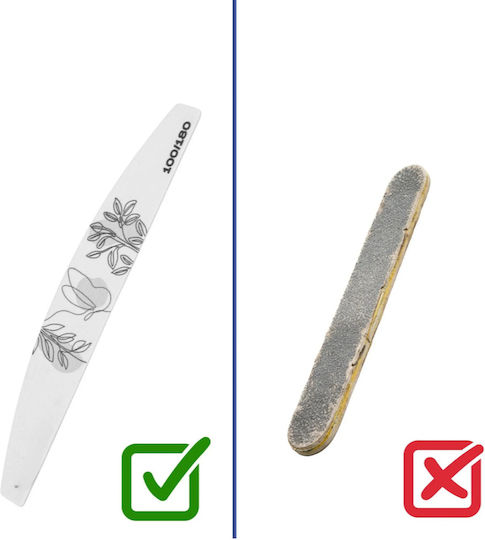 Set 100 Fișe Pentru Unghii Zola Subțiri Curbate Granulație 100/180 Zebra Formă Manichiură Pedichiură