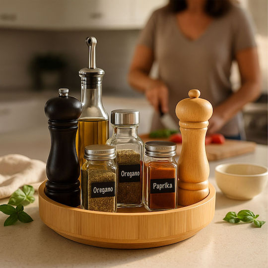 Relaxdays Rotating Spice Organizer Bamboo Brown