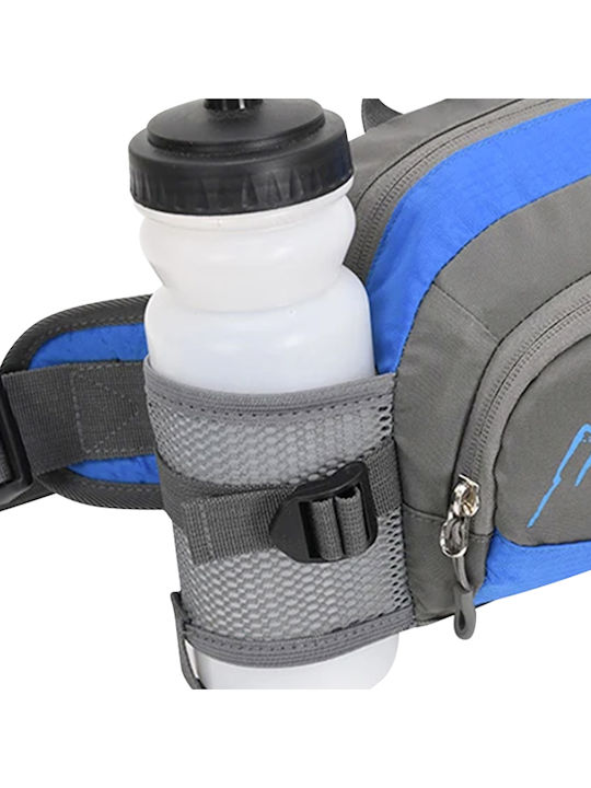 Avizar Sport Waist Bag Water Bottle Holder Multiple Pockets Lightweight Practical Blue