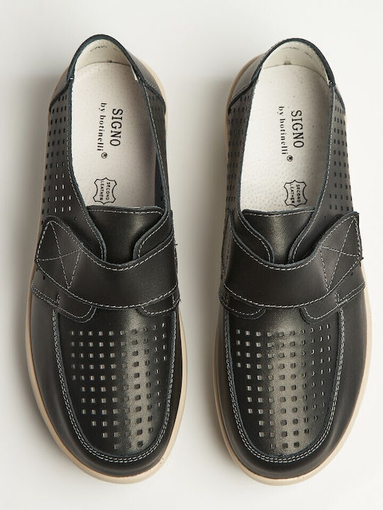Leder Damen Mokassins in Schwarz Farbe